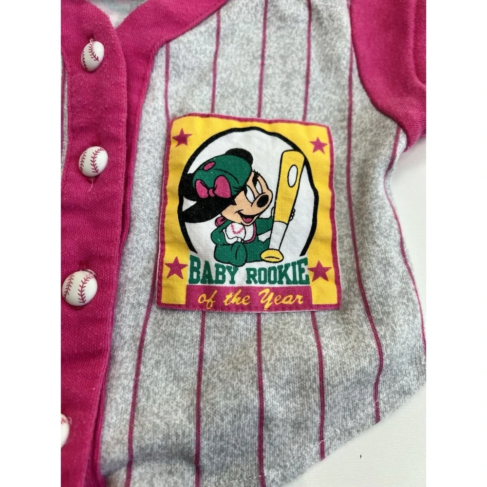 Vintage Disney Babies 3-6  Baby Rookie Minnie Mouse Baseball ⚾️‎ With Hat Outfit